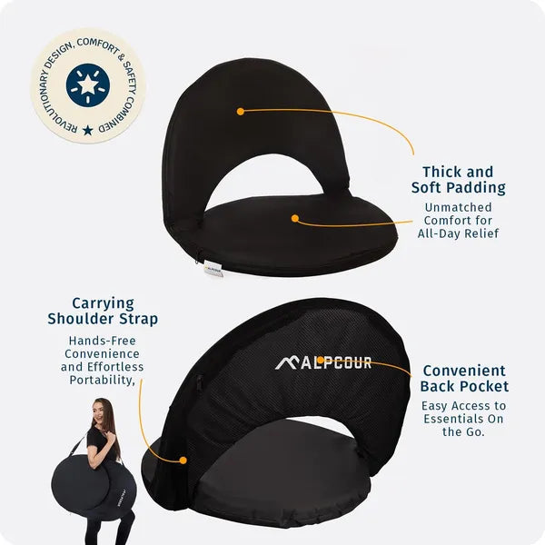 Reclining Stadium Seat - Waterproof, 6-Position Comfort For Outdoor Use