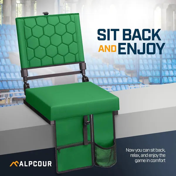 Folding Reclining Stadium Seat With Back Support For Bleachers Extra Wide