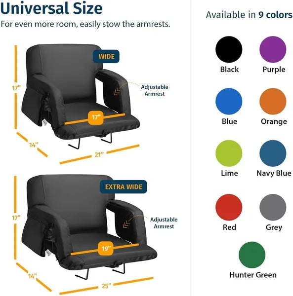 Premium Reclining Stadium Seat For Bleachers With Back Support Extra Wide