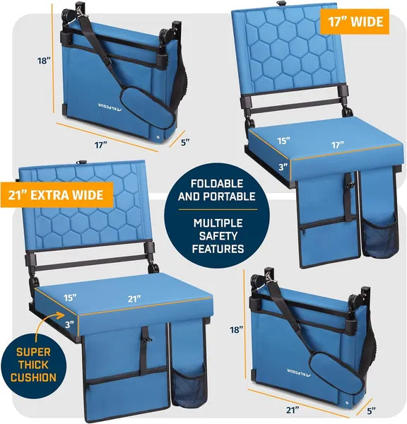 Folding Reclining Stadium Seat With Back Support For Bleachers Extra Wide