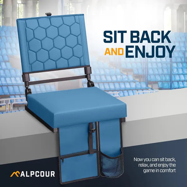 Folding Reclining Stadium Seat With Back Support For Bleachers Extra Wide
