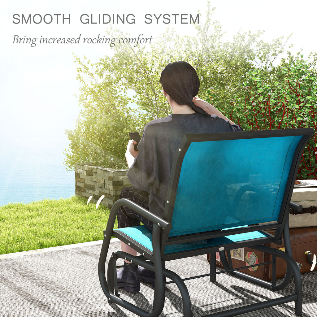 Set of 2 Outdoor Glider Chairs – Steel Patio Rocking Chairs for Porch, Garden & Poolside, Blue