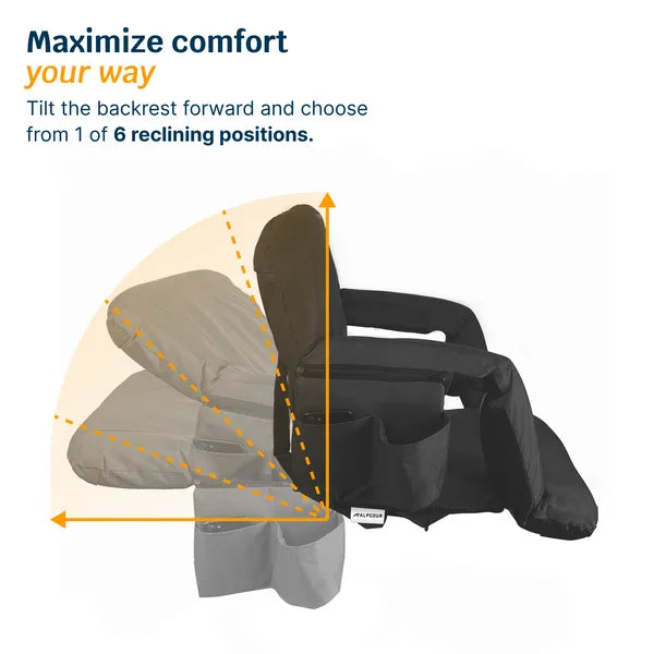 Reclining Stadium Seat - Waterproof Foldable Camping Chair With Extra Thick Padding And Wide Back Support