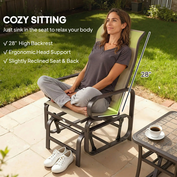 Lusterify ComfortGlide Patio Chair Set – Brown Frame / Khaki Mesh
