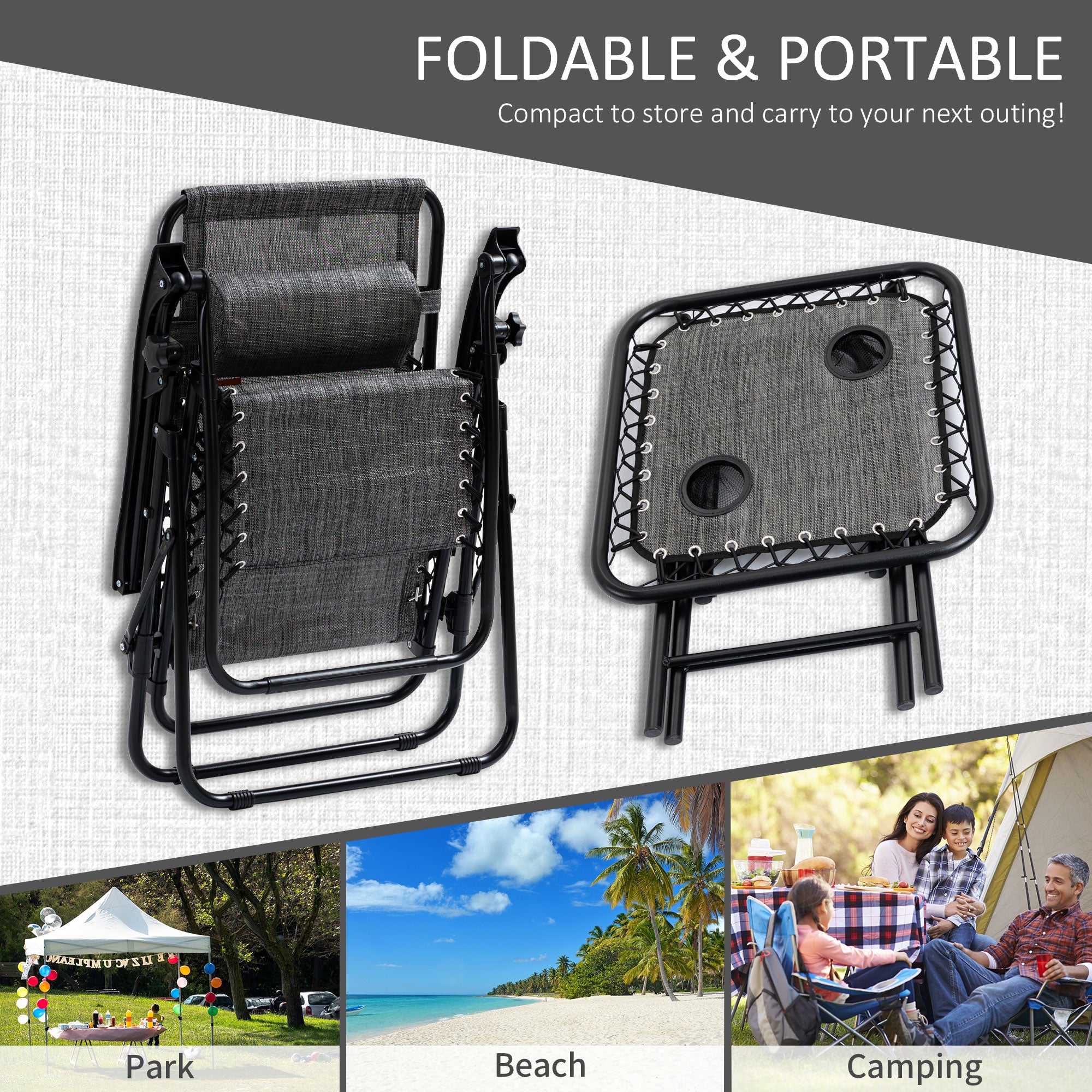 Set of 2 Zero Gravity Lounge Chairs with Side Table – Adjustable Folding Recliners for Patio, Pool & Beach