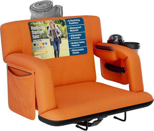 Premium Reclining Stadium Seat For Bleachers With Back Support Extra Wide