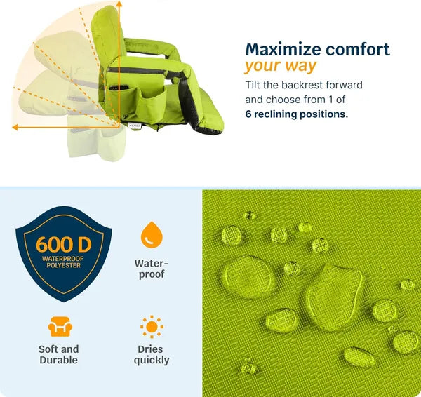 Heated Stadium Seat – Reclining Bleacher Chair with Back Support