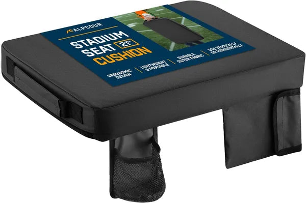 Extra Thick Stadium Cushion with Cup Holder & Pockets