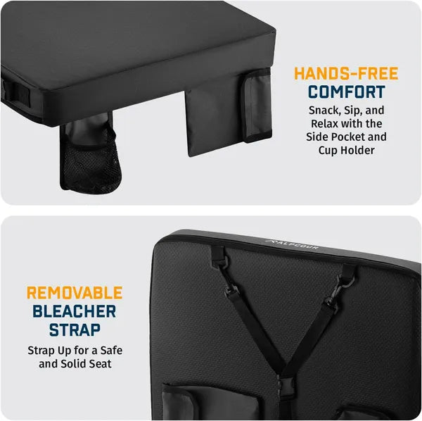 Extra Thick Stadium Cushion with Cup Holder & Pockets