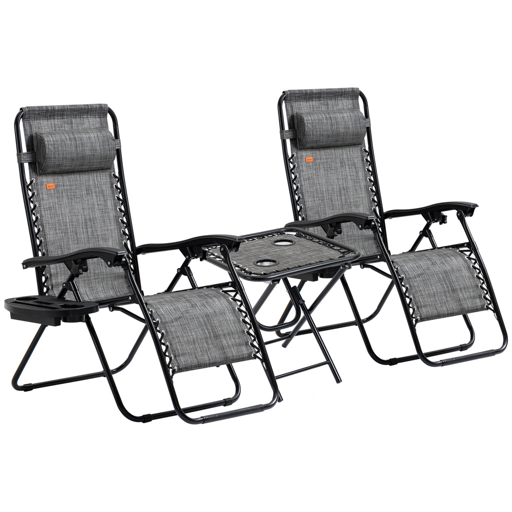Set of 2 Zero Gravity Lounge Chairs with Side Table – Adjustable Folding Recliners for Patio, Pool & Beach