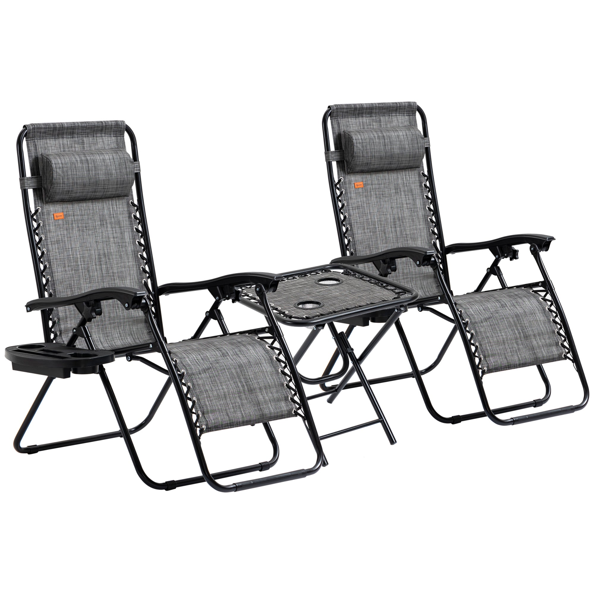 Set of 2 Zero Gravity Lounge Chairs with Side Table – Adjustable Folding Recliners for Patio, Pool & Beach