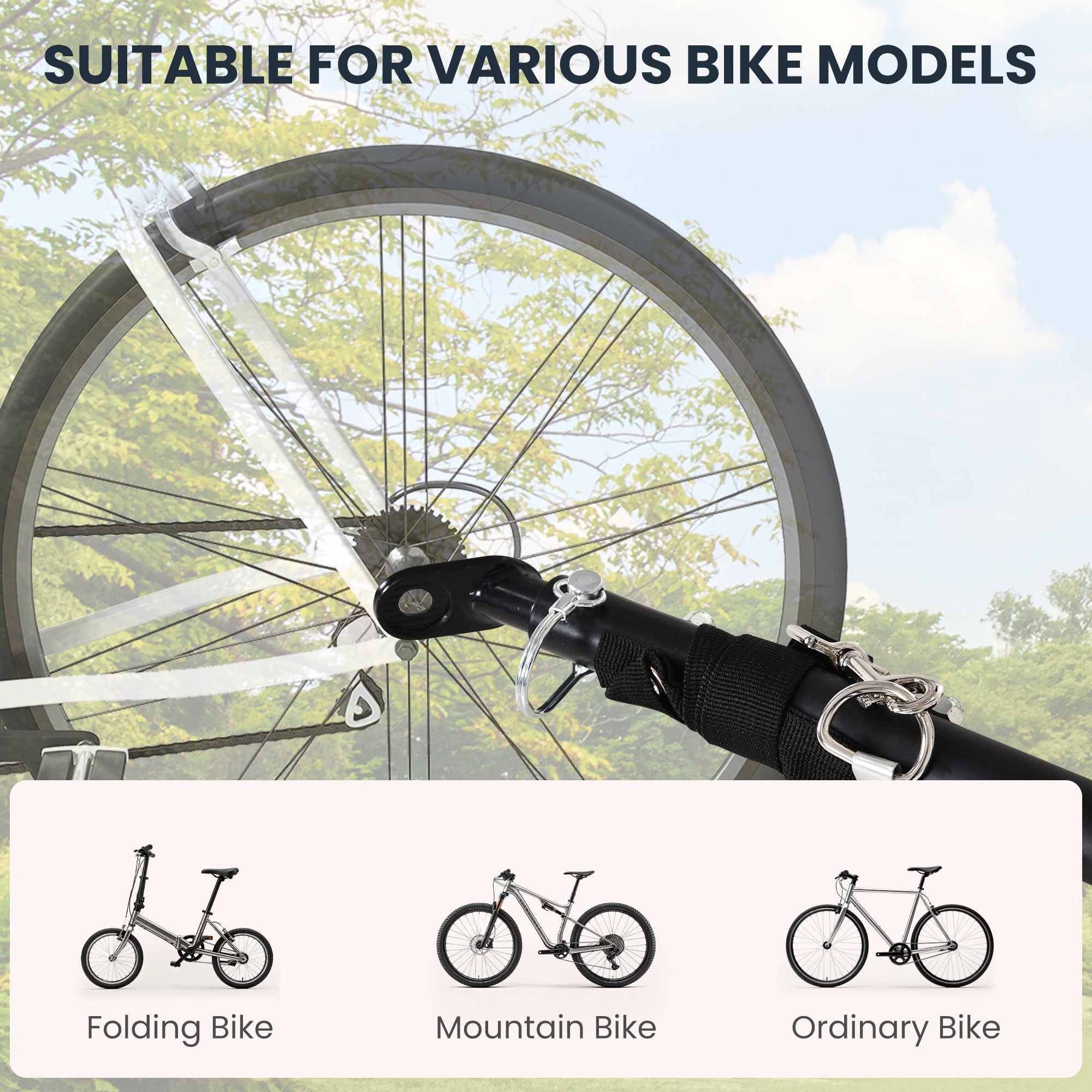Foldable Bike Cargo Trailer – Heavy-Duty Bicycle Hauler with 16" Pneumatic Tires, Universal Hitch & Large Storage Capacity