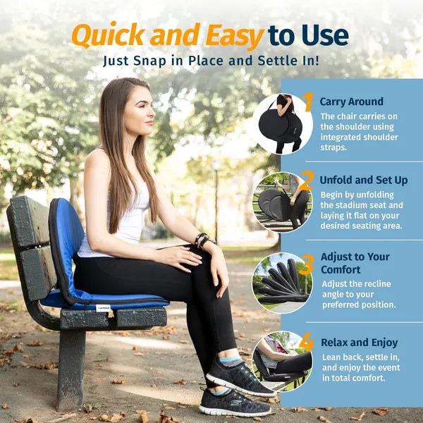 Reclining Stadium Seat - Waterproof, 6-Position Comfort For Outdoor Use