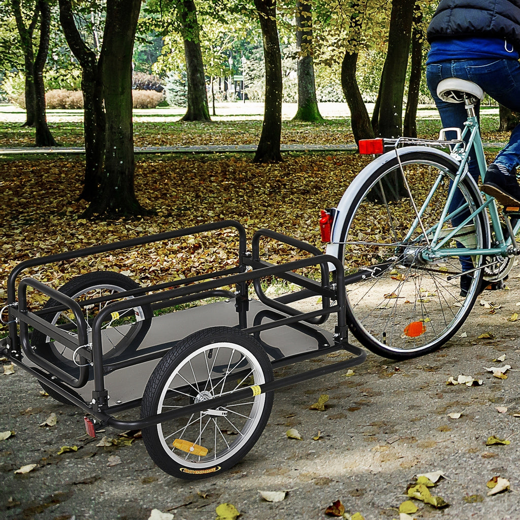 Foldable Bike Cargo Trailer – Heavy-Duty Bicycle Hauler with 16" Pneumatic Tires, Universal Hitch & Large Storage Capacity
