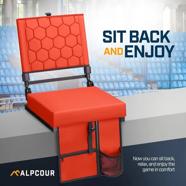 Folding Reclining Stadium Seat With Back Support For Bleachers