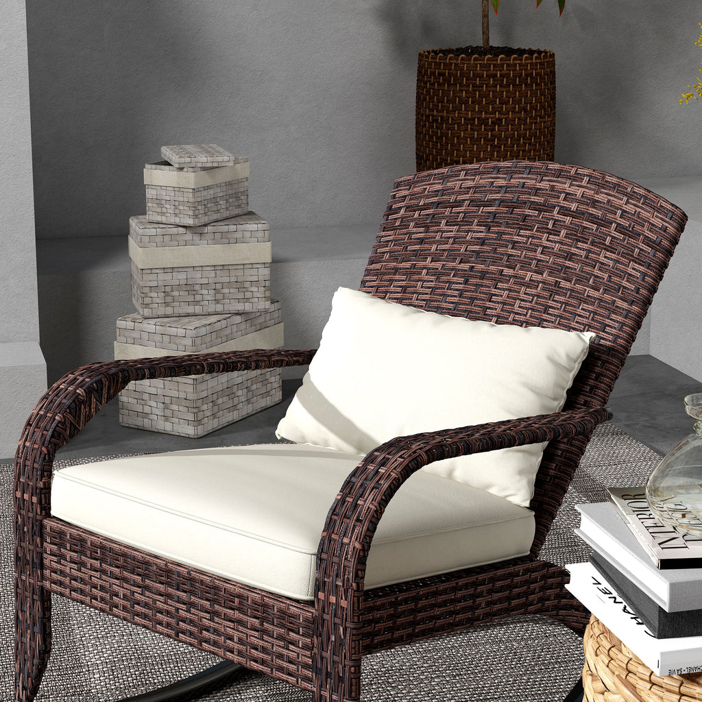 Patio Adirondack Rocking Chair with High Back Cushion – Cream White