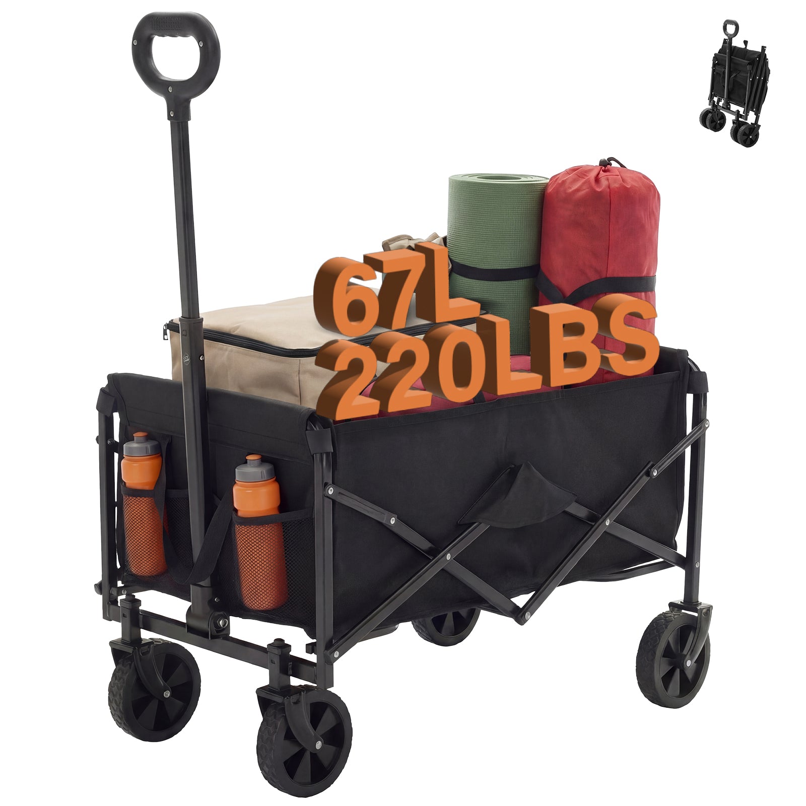 Heavy Duty Foldable Utility Cart – Rolling Trolley with Wheels, Large Capacity & 330 lb Load Support