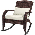 Patio Adirondack Rocking Chair with High Back Cushion – Cream White
