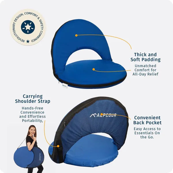 Reclining Stadium Seat - Waterproof, 6-Position Comfort For Outdoor Use