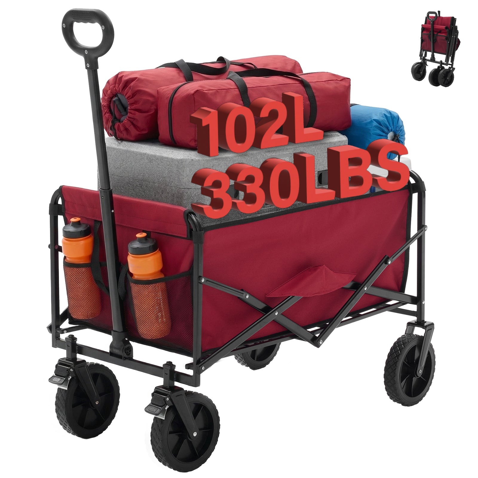 Heavy Duty Foldable Utility Cart – Rolling Trolley with Wheels, Large Capacity & 330 lb Load Support