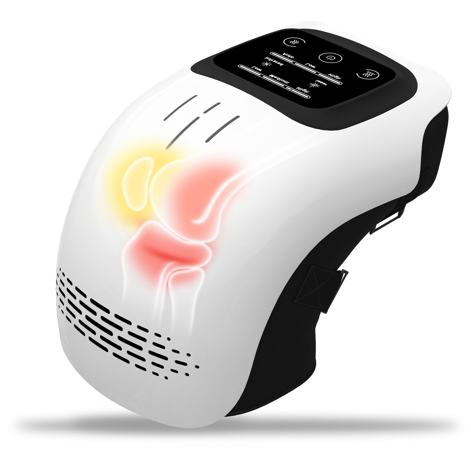 White and black electronic device with a digital display on a white background