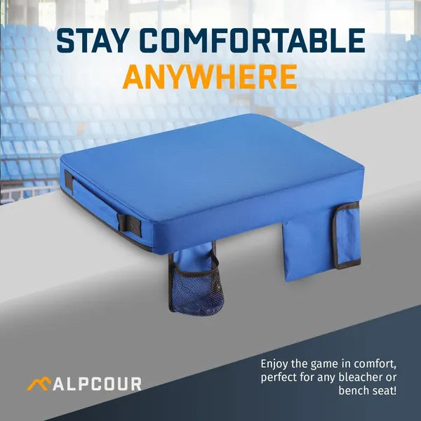 Extra Thick Stadium Cushion with Cup Holder & Pockets
