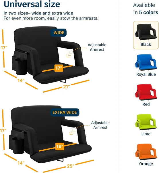 Premium Reclining Stadium Seat For Bleachers With Back Support