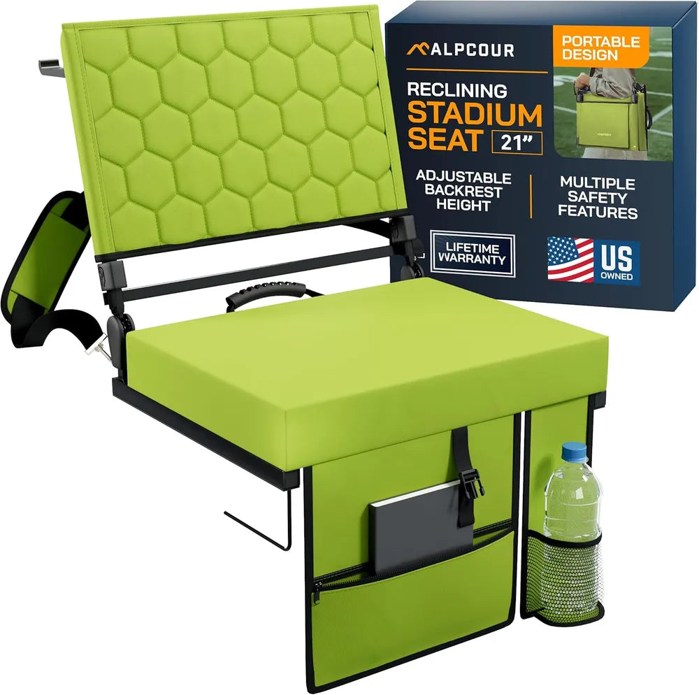 Folding Reclining Stadium Seat With Back Support For Bleachers Extra Wide