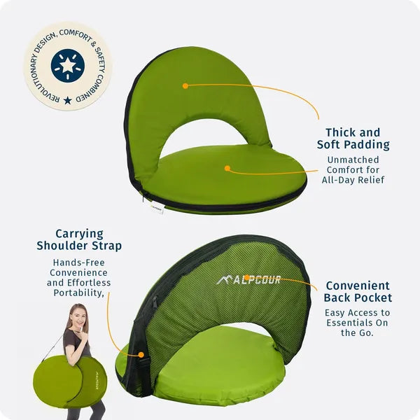 Reclining Stadium Seat - Waterproof, 6-Position Comfort For Outdoor Use