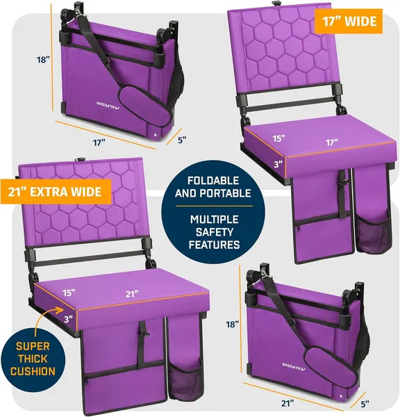 Folding Reclining Stadium Seat With Back Support For Bleachers
