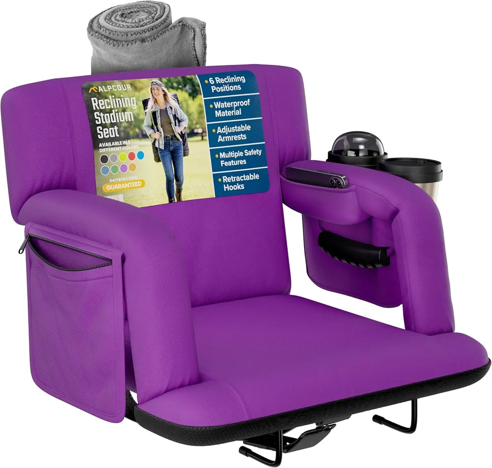 Premium Reclining Stadium Seat For Bleachers With Back Support
