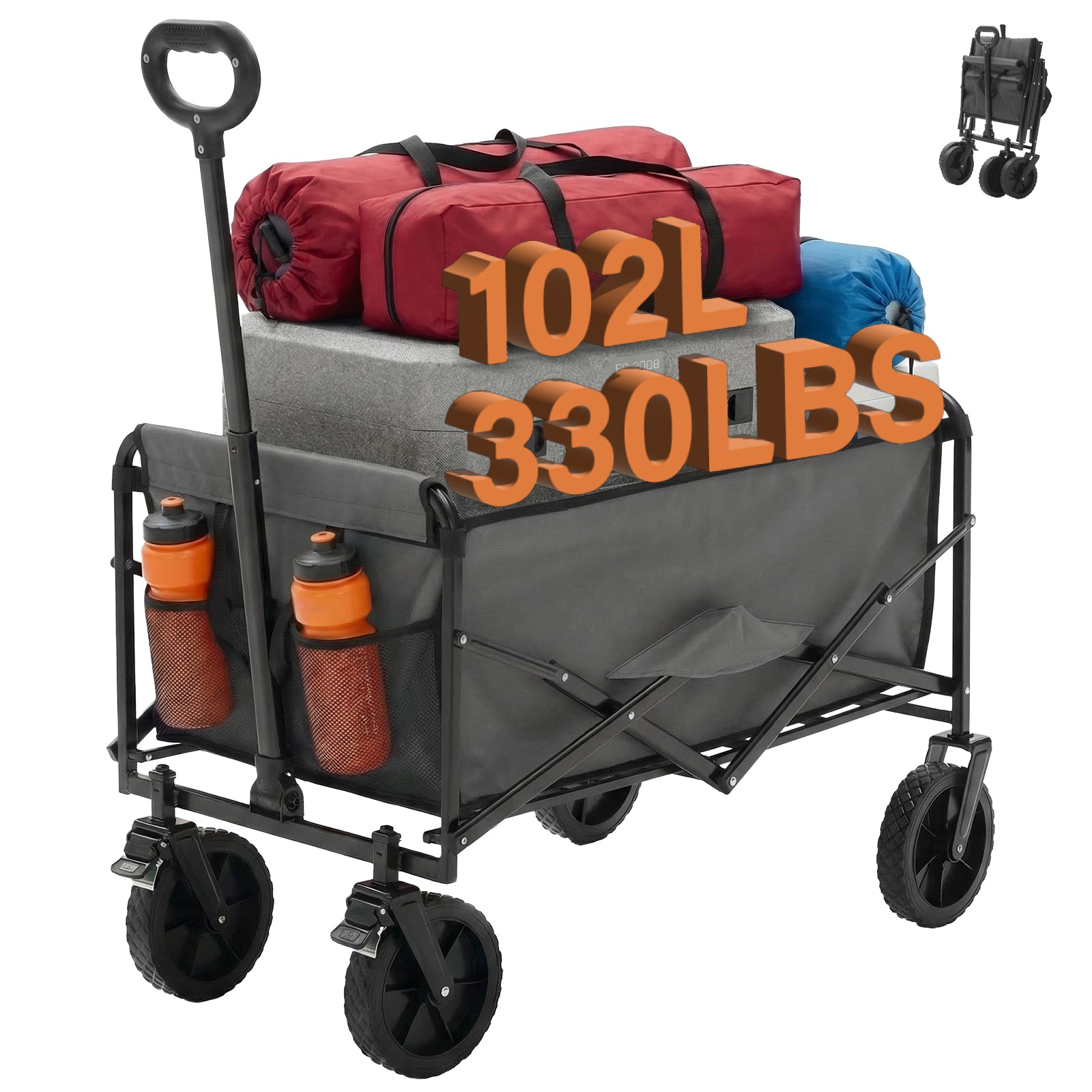 Heavy Duty Foldable Utility Cart – Rolling Trolley with Wheels, Large Capacity & 330 lb Load Support