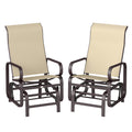 Lusterify ComfortGlide Patio Chair Set – Brown Frame / Khaki Mesh