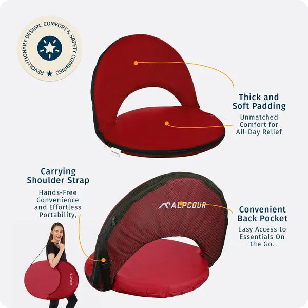 Reclining Stadium Seat - Waterproof, 6-Position Comfort For Outdoor Use