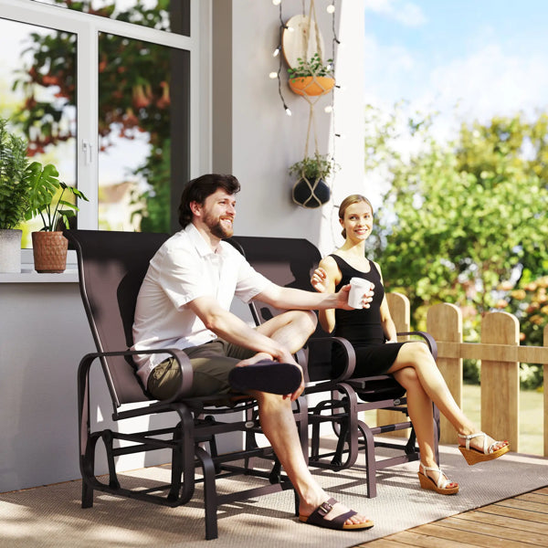 Lusterify ComfortGlide Patio Chair Set – Brown Frame / Brown Mesh