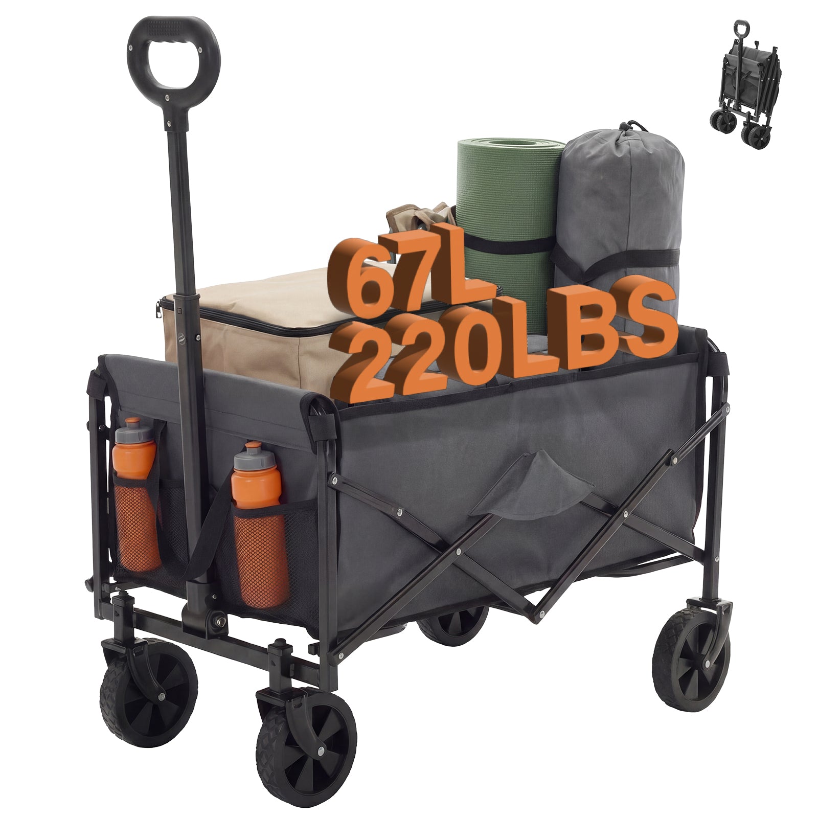 Heavy Duty Foldable Utility Cart – Rolling Trolley with Wheels, Large Capacity & 330 lb Load Support