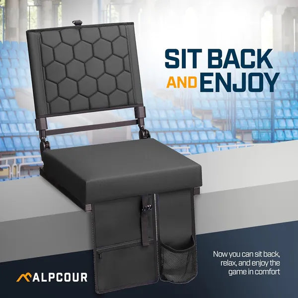 Folding Reclining Stadium Seat With Back Support For Bleachers Wide