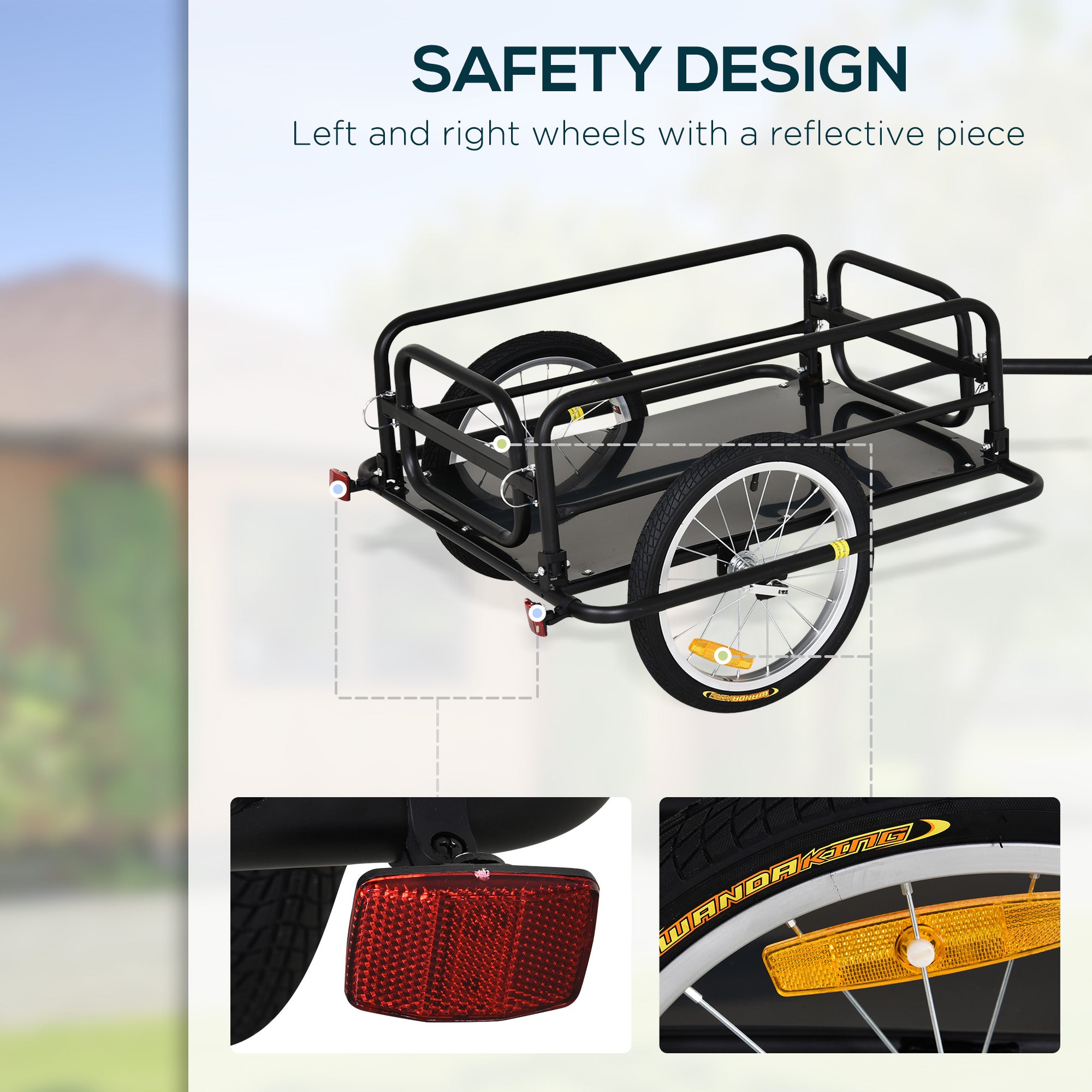 Foldable Bike Cargo Trailer – Heavy-Duty Bicycle Hauler with 16" Pneumatic Tires, Universal Hitch & Large Storage Capacity