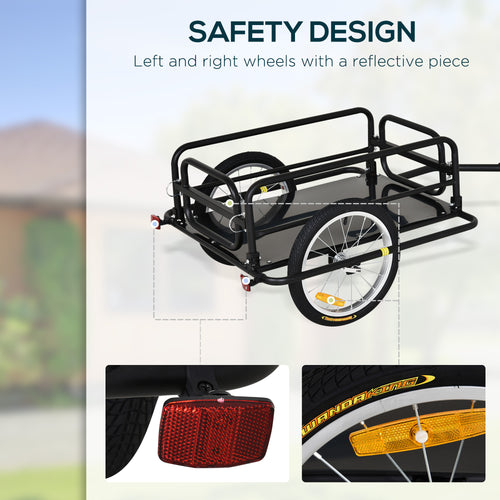 Foldable Bike Cargo Trailer – Heavy-Duty Bicycle Hauler with 16" Pneumatic Tires, Universal Hitch & Large Storage Capacity