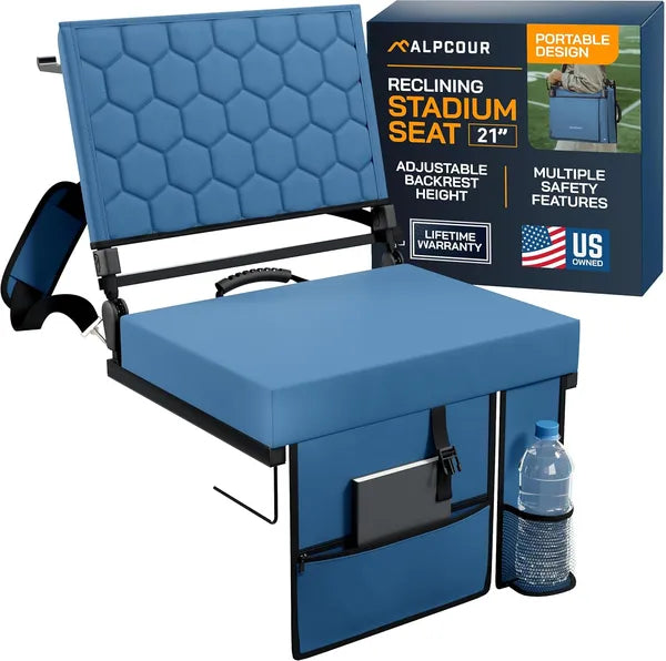 Folding Reclining Stadium Seat With Back Support For Bleachers Extra Wide