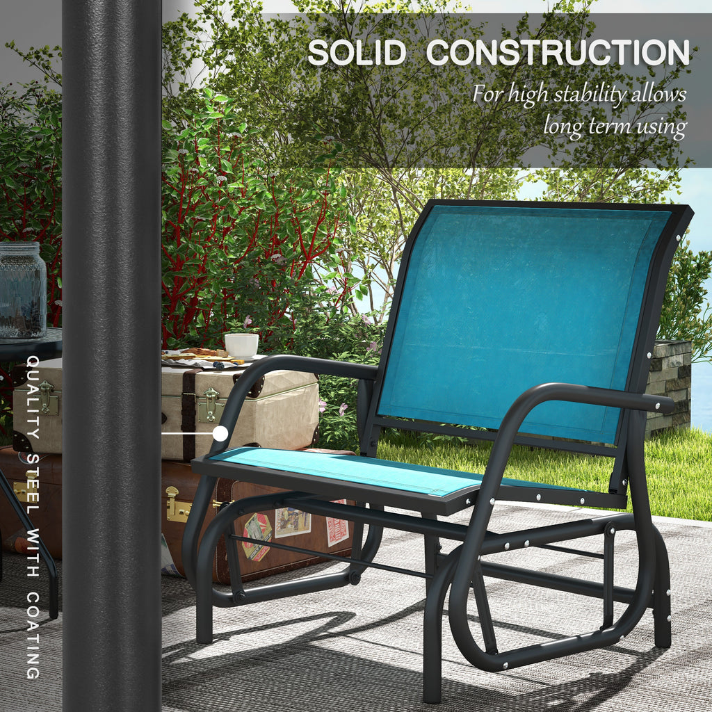 Set of 2 Outdoor Glider Chairs – Steel Patio Rocking Chairs for Porch, Garden & Poolside, Blue