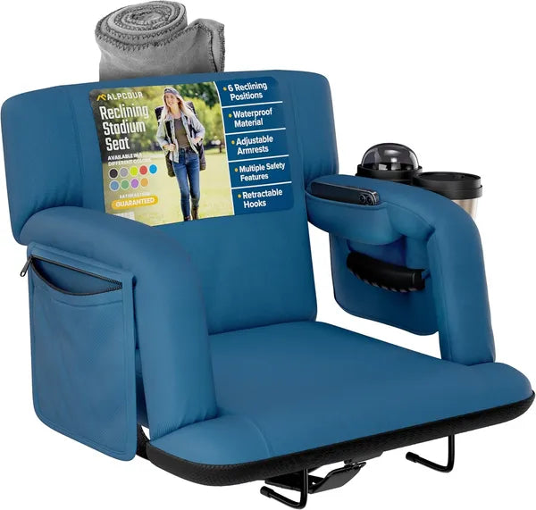 Premium Reclining Stadium Seat For Bleachers With Back Support