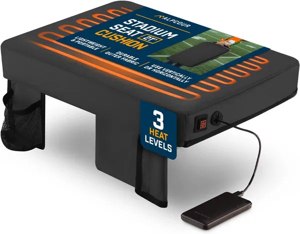 Heated Stadium Seat Cushion with Storage Pockets