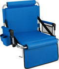 Stadium Seat - Foldable, Padded Bleacher Chair With Backrest, Armrest, Pockets, & Cup Holder