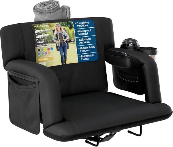 Premium Reclining Stadium Seat For Bleachers With Back Support Extra Wide