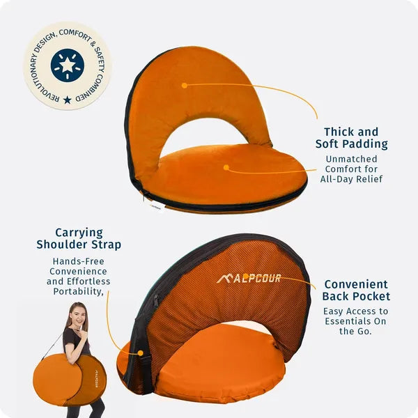 Reclining Stadium Seat - Waterproof, 6-Position Comfort For Outdoor Use