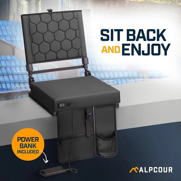 Heated Massage Reclining Stadium Seat With Back Support For Bleachers