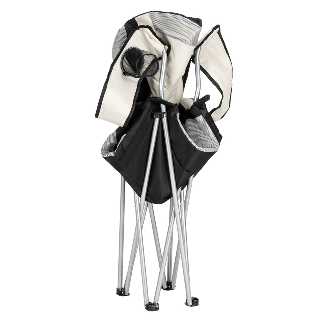 Portable Camping Chair – Heavy Duty Folding Outdoor Chair with Iron Frame, Off-White