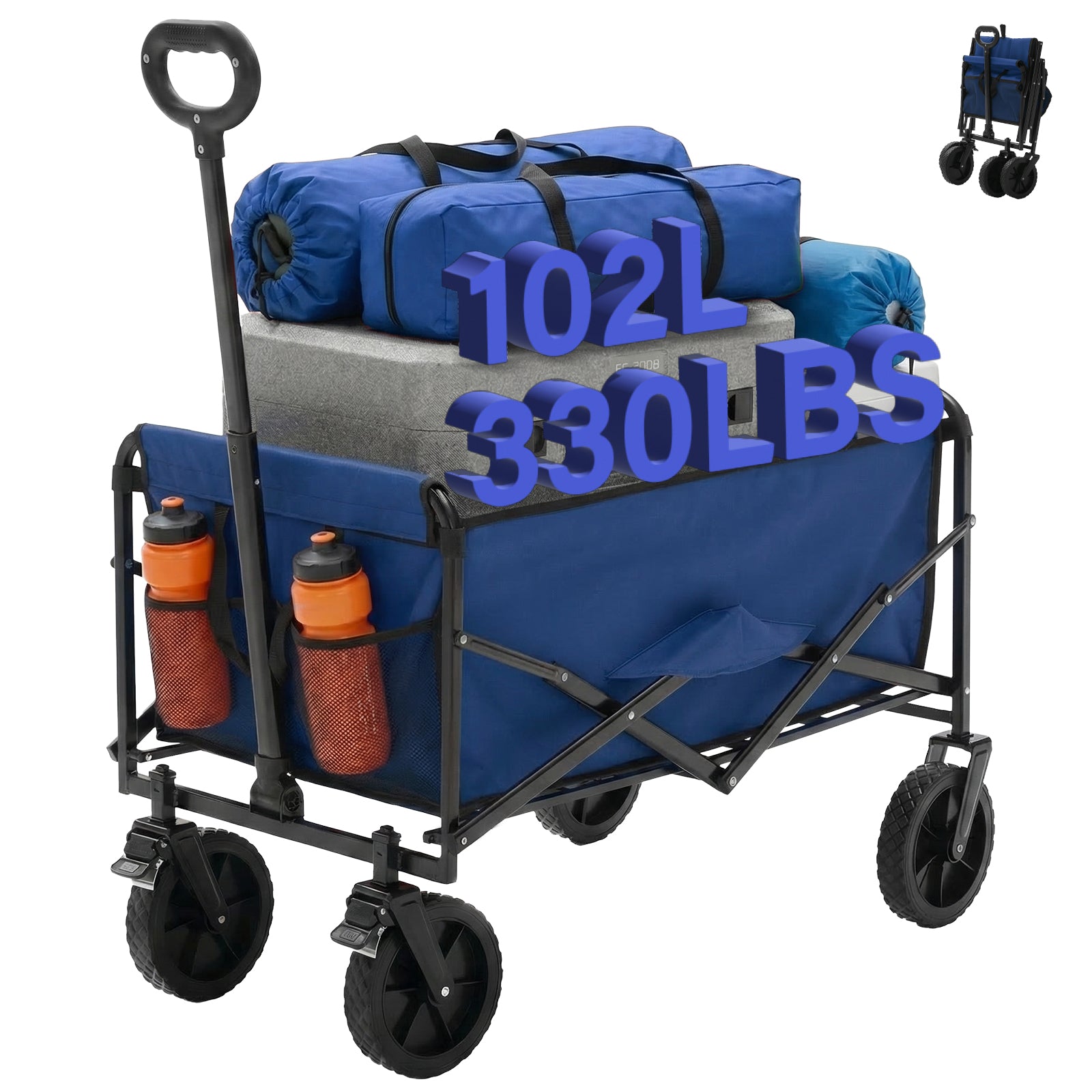 Heavy Duty Foldable Utility Cart – Rolling Trolley with Wheels, Large Capacity & 330 lb Load Support