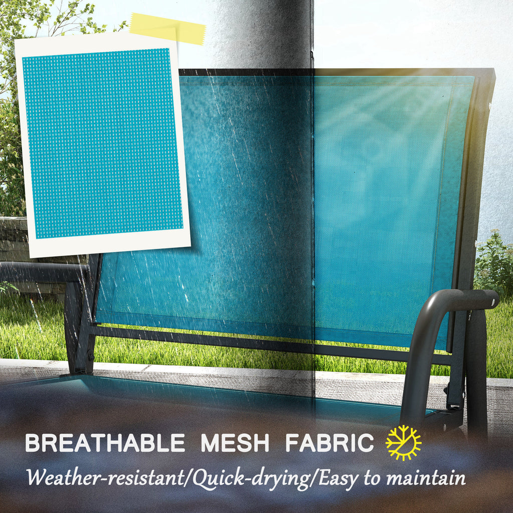 Set of 2 Outdoor Glider Chairs – Steel Patio Rocking Chairs for Porch, Garden & Poolside, Blue